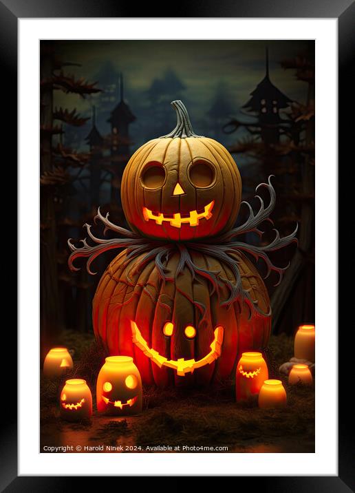 Happy Halloween Framed Mounted Print by Harold Ninek