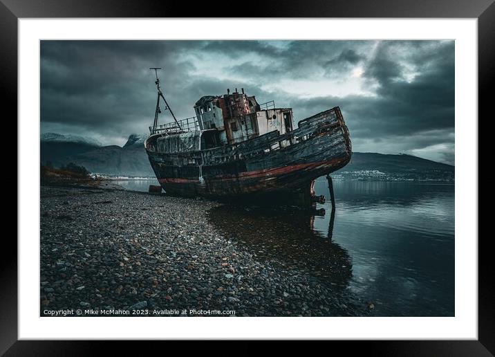 Corpach Shipwreck , Ben Nevis  Framed Mounted Print by Mike McMahon