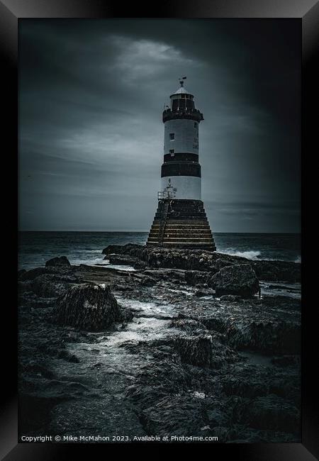 Penmon Lighthouse , Trwyn Du Lighthouse , Anglesey  Framed Print by Mike McMahon