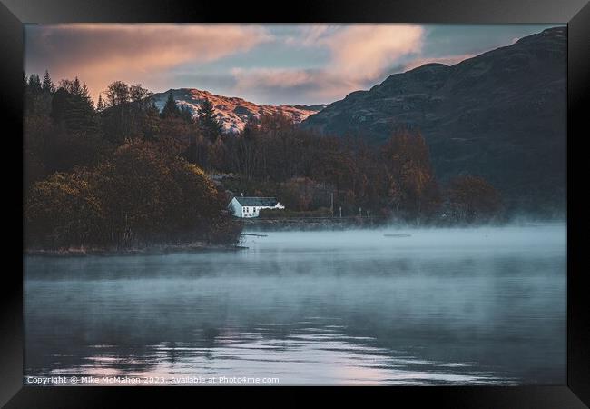 Misty Sunrise  on Loch Lomond  Framed Print by Mike McMahon