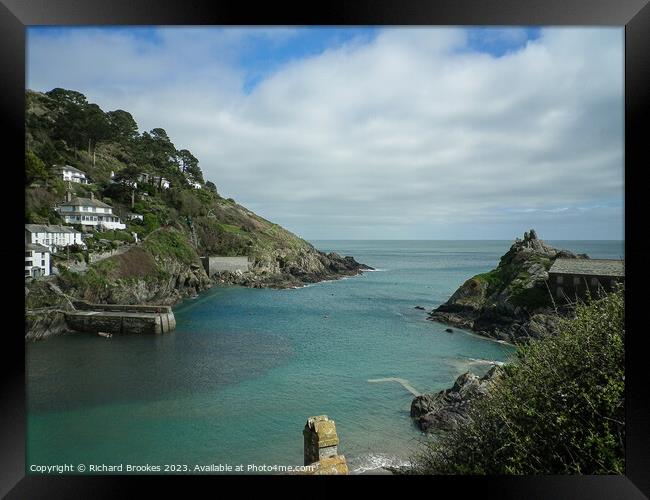 Polperro Harbour Entrance Cornwall Framed Print by Richard Brookes