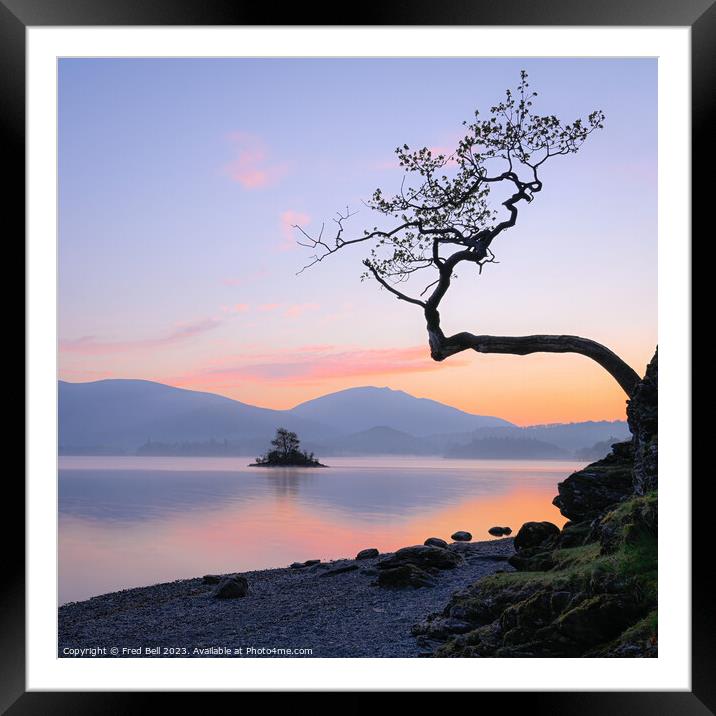 Dawn on Derwentwater Lake District Framed Mounted Print by Fred Bell
