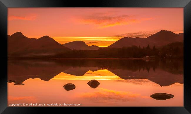 Sunset over Derwentwater Lake District Framed Print by Fred Bell