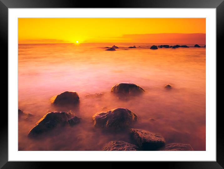 sunset over lake Framed Mounted Print by Dave Reede
