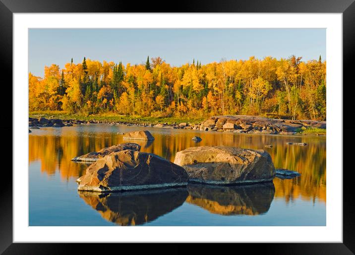 precambrian shield rock along the Winnipeg River Framed Mounted Print by Dave Reede