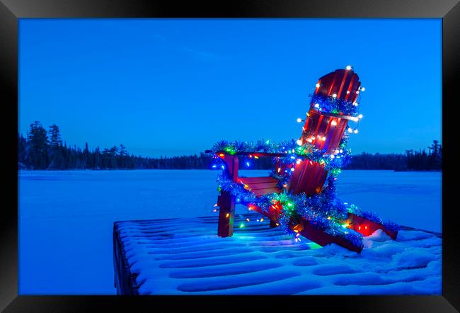 Christmas Adirondack Chair Framed Print by Dave Reede