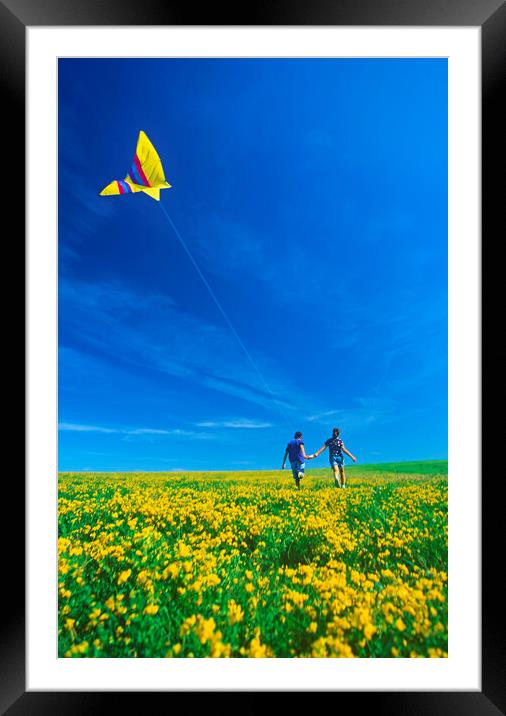 Running With a Kite Framed Mounted Print by Dave Reede