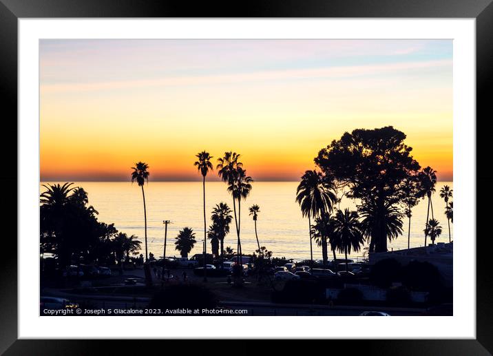 Coastal Sunset - Encinitas, California Framed Mounted Print by Joseph S Giacalone