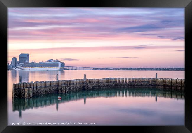 Pastel San Diego Harbor Framed Print by Joseph S Giacalone