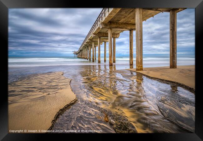 Flowing By Scripps Pier Framed Print by Joseph S Giacalone