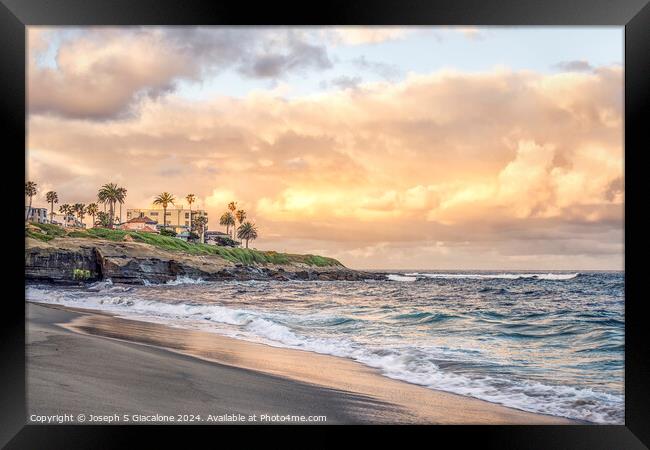 Wipeout Beach Sunrise Framed Print by Joseph S Giacalone