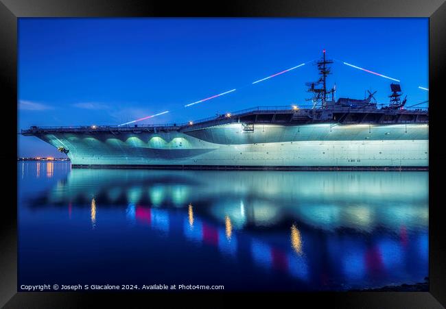 USS Midway Lights Framed Print by Joseph S Giacalone