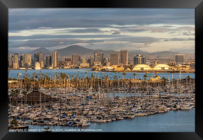 A Nautical San Diego Skyline Framed Print by Joseph S Giacalone