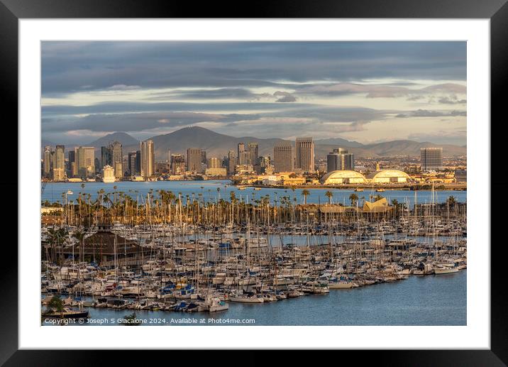 A Nautical San Diego Skyline Framed Mounted Print by Joseph S Giacalone
