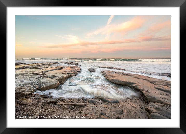 Sunrise Flow - La Jolla Coast Framed Mounted Print by Joseph S Giacalone