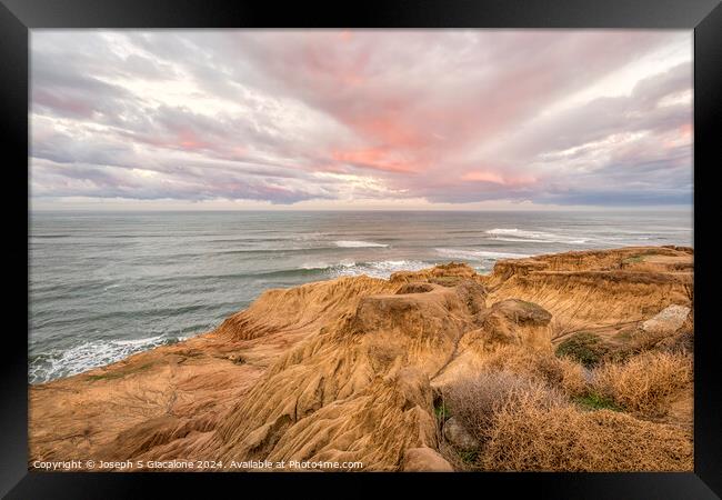 Pink Clouds Sunrise - San Diego Coast Framed Print by Joseph S Giacalone