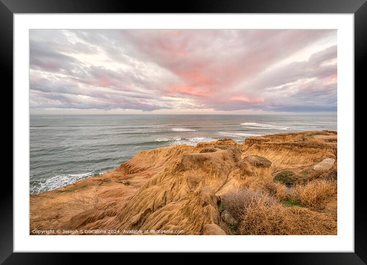 Pink Clouds Sunrise - San Diego Coast Framed Mounted Print by Joseph S Giacalone