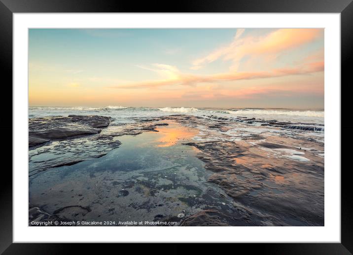 Sunrise Reflection - La Jolla Coastline Framed Mounted Print by Joseph S Giacalone