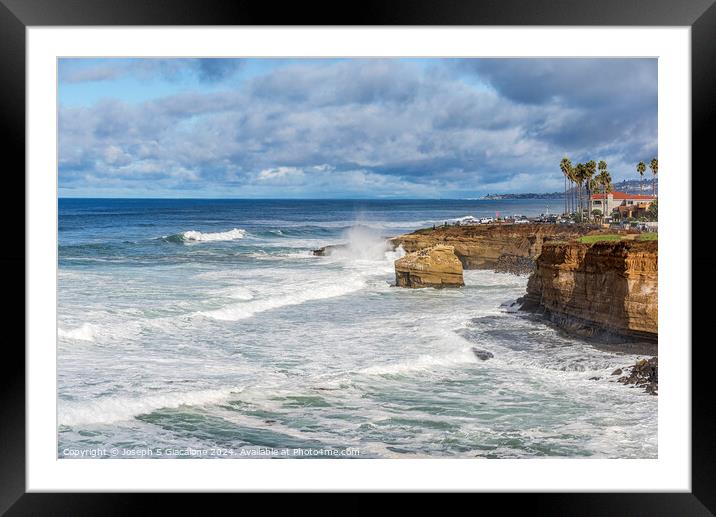 Winter Majesty - Sunset Cliffs Natural Park Framed Mounted Print by Joseph S Giacalone