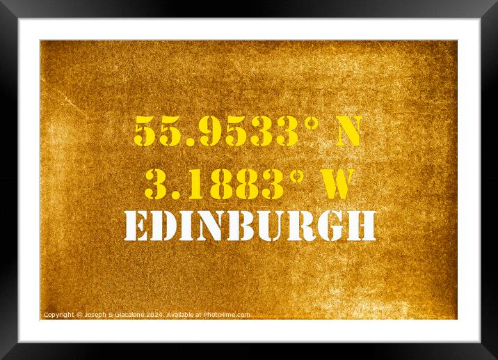 GPS Edinburgh Framed Mounted Print by Joseph S Giacalone