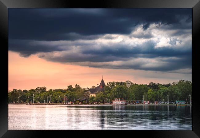 Palic lake and Great Park under the cloudy sky Framed Print by Dejan Travica