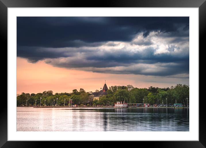 Palic lake and Great Park under the cloudy sky Framed Mounted Print by Dejan Travica