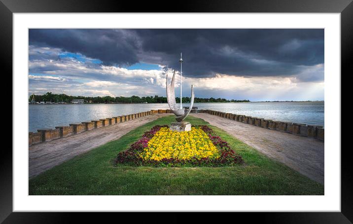 The sculpture Wings on the Palic lake in Serbia Framed Mounted Print by Dejan Travica