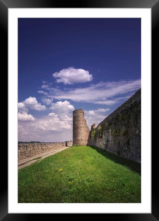 Tower and walls of the Smederevo medieval fortress in Serbia Framed Mounted Print by Dejan Travica