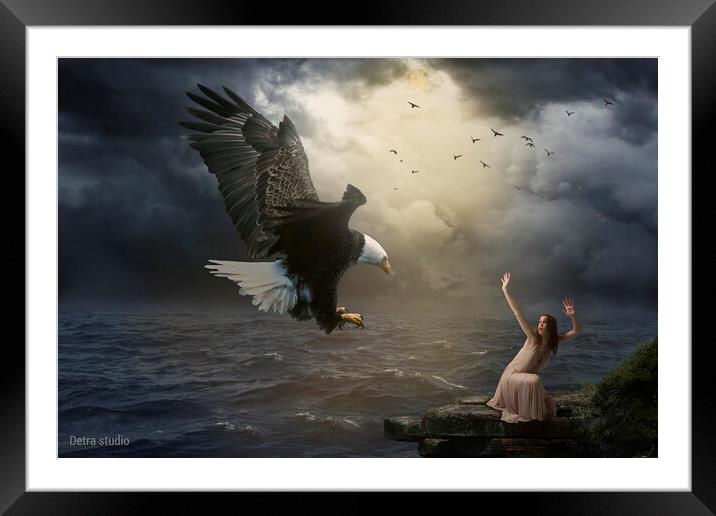 The girl and the eagle Framed Mounted Print by Dejan Travica