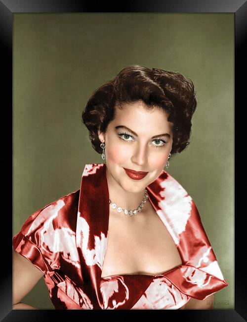 Ava Gardner the famous movie icon 1951. Colorized. Framed Print by Dejan Travica
