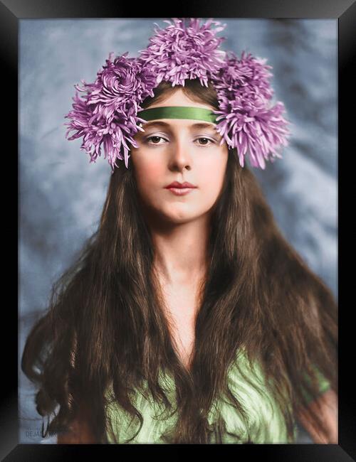 Evelyn Nesbit with Chrysanthemums on her head  Framed Print by Dejan Travica