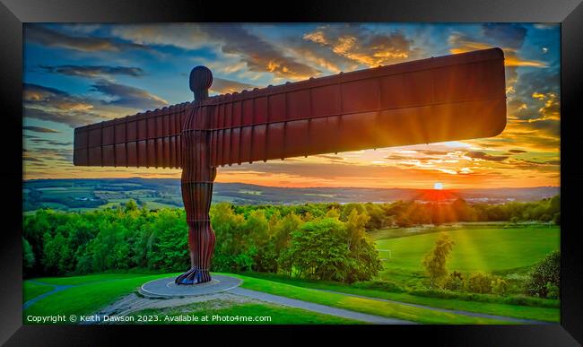 The Angel of the North at sunset Framed Print by Keith Dawson