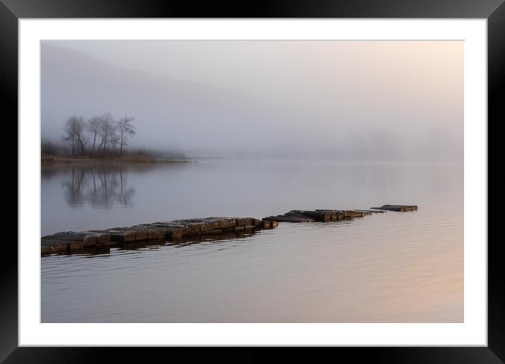 The Jetty in the Mist colour Framed Mounted Print by Colin Kerr
