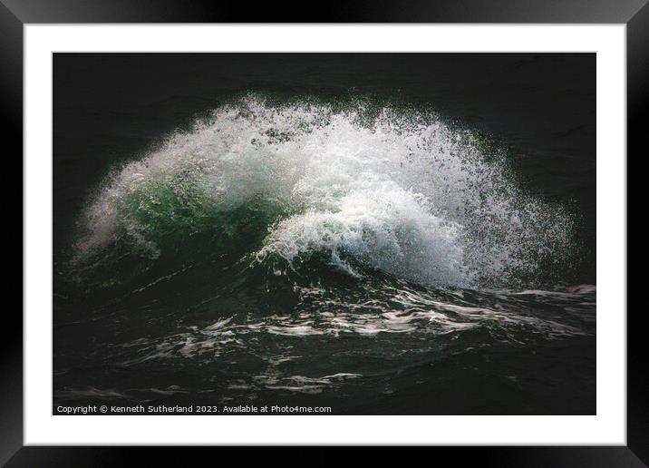 Crashing and Clashing waves Framed Mounted Print by Kenneth Sutherland