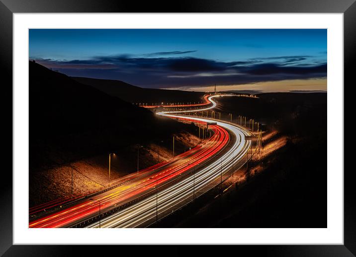 M62 Light Trails Framed Mounted Print by Mark Stephen Rosser