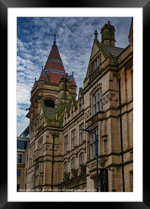 Victorian architecture with intricate details under a blue sky with clouds in Leeds, UK. Framed Mounted Print by Man And Life