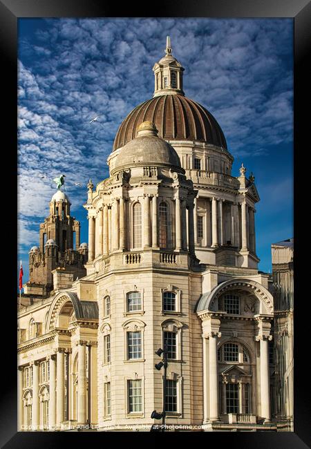 Majestic baroque building with a large dome under a blue sky with fluffy clouds in Liverpool, UK. Framed Print by Man And Life