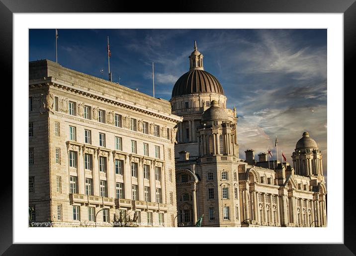Historic architecture with a dome under a blue sky with clouds in Liverpool, UK. Framed Mounted Print by Man And Life