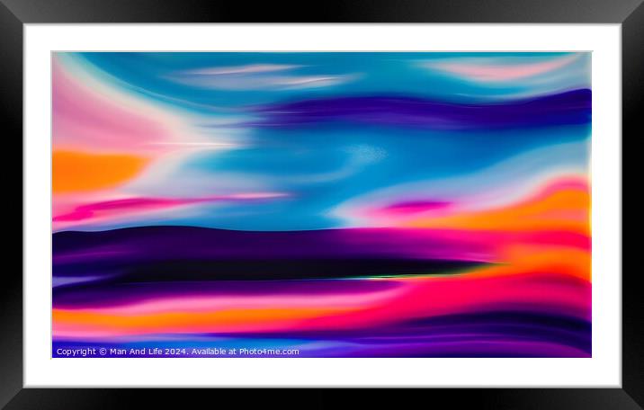 Abstract colorful wavy background with vibrant hues of blue, purple, and pink blending into each other. Framed Mounted Print by Man And Life
