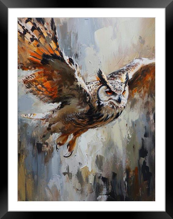 Owl in flightAnimal  Framed Mounted Print by Steve Ditheridge