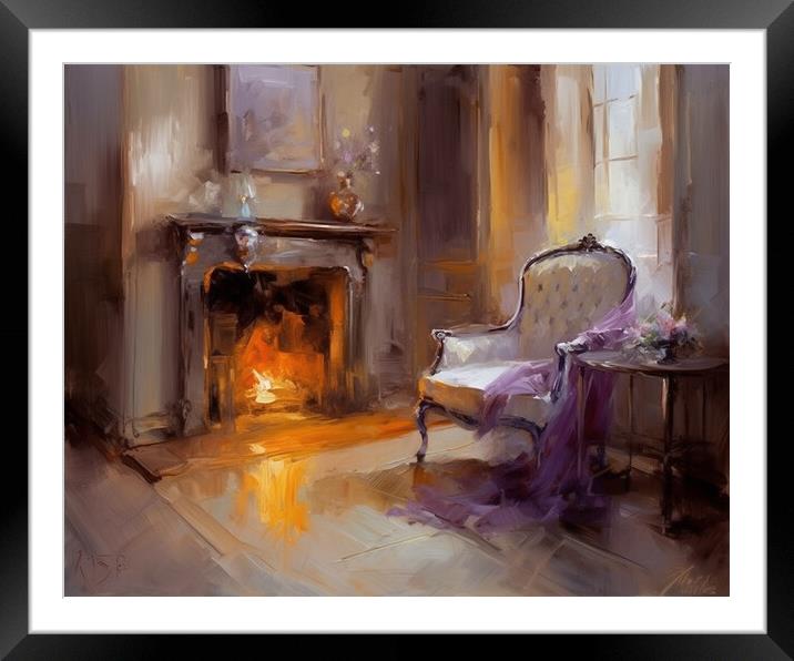 Fireside chair oil painting  Framed Mounted Print by Steve Ditheridge