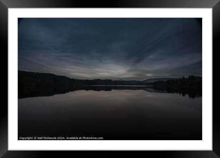 Sunset over a the lake in Brecon Beacons  Framed Mounted Print by Neil McKenzie