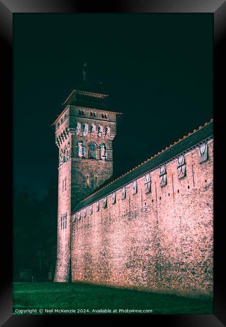 Cardiff castle at night  Framed Print by Neil McKenzie