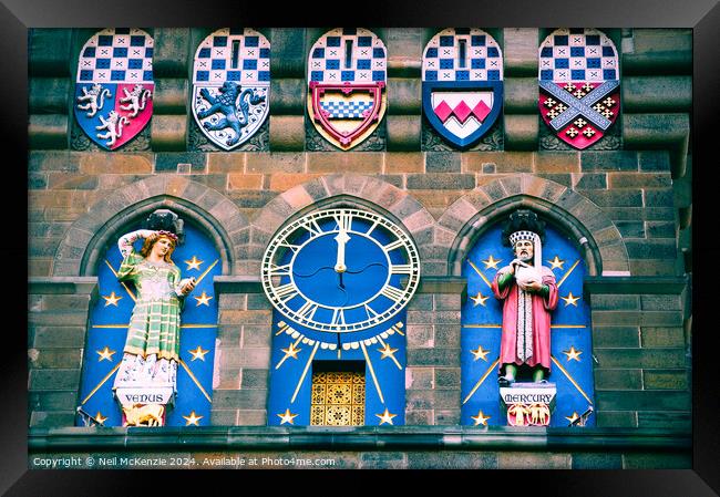 Clock on Cardiff castle  Framed Print by Neil McKenzie