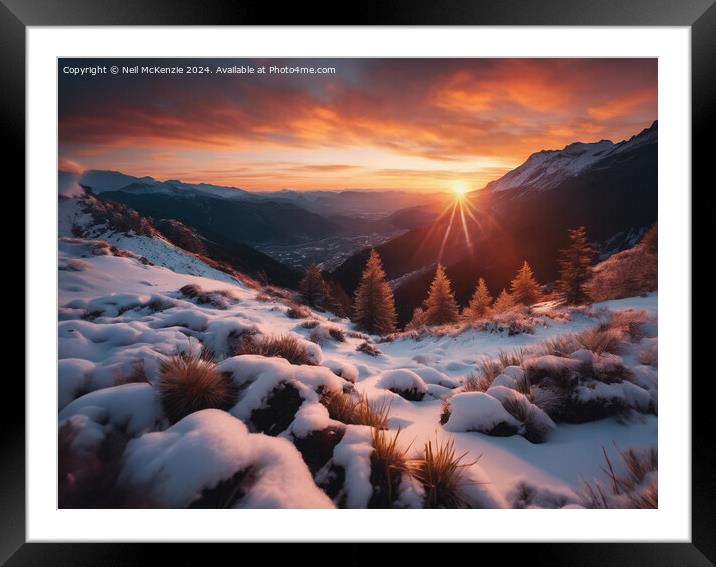 Sunrise in the snow Framed Mounted Print by Neil McKenzie