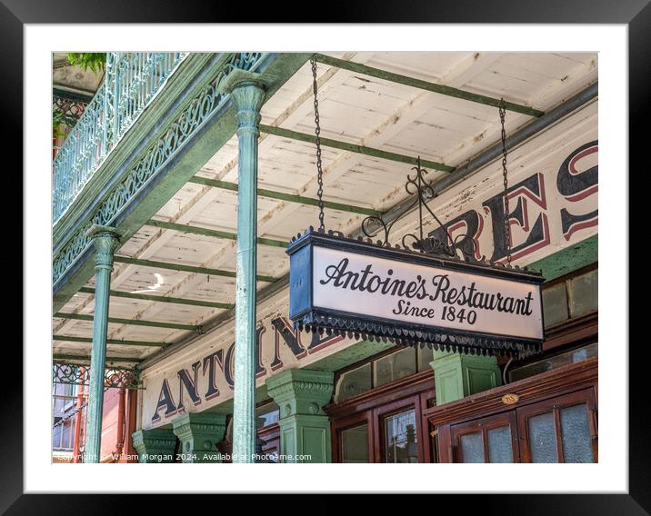 Historic Antoine's Restaurant in the French Quarter of New Orleans  Framed Mounted Print by William Morgan