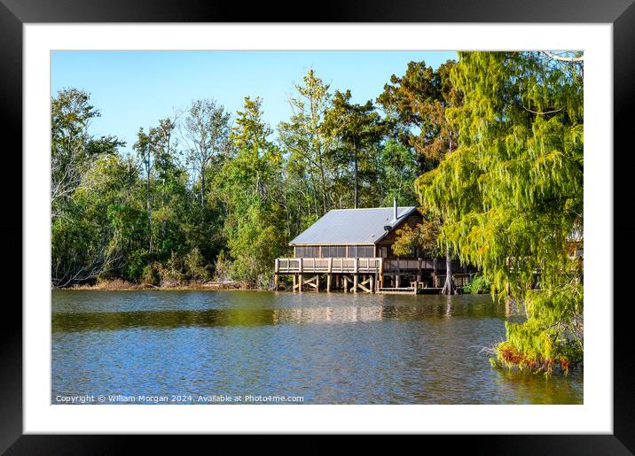 Cabin at Lake Fausse Pointe in Louisiana Framed Mounted Print by William Morgan