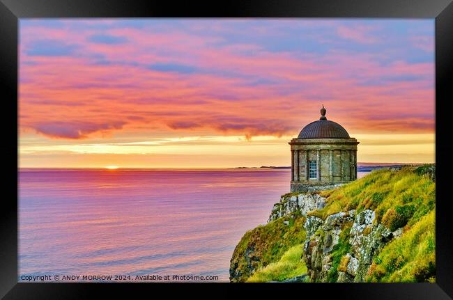 Mussenden Temple Sunrise Framed Print by ANDY MORROW
