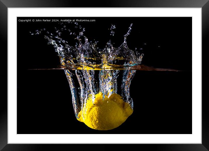 Splash Lemon Framed Mounted Print by John Parker