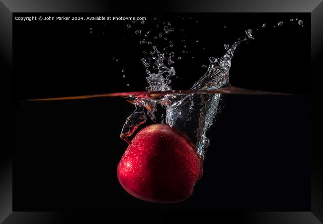 Splash Apple Framed Print by John Parker